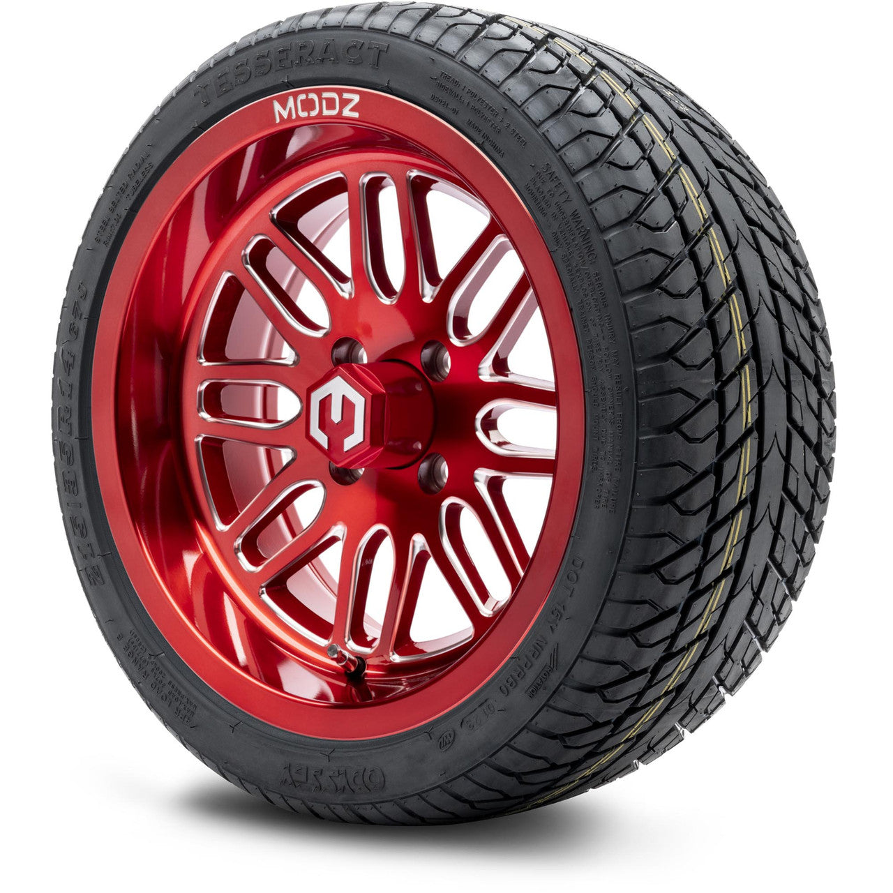 MODZ® 14" Mayhem Brushed Red with Ball Mill - LowPro Street Tire and Wheels Combo