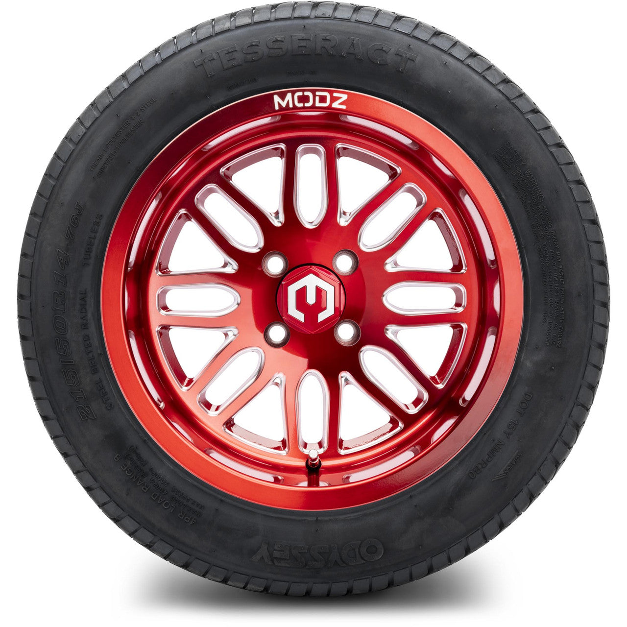 MODZ® 14" Mayhem Brushed Red with Ball Mill - Lifted Tires and Wheels Combo