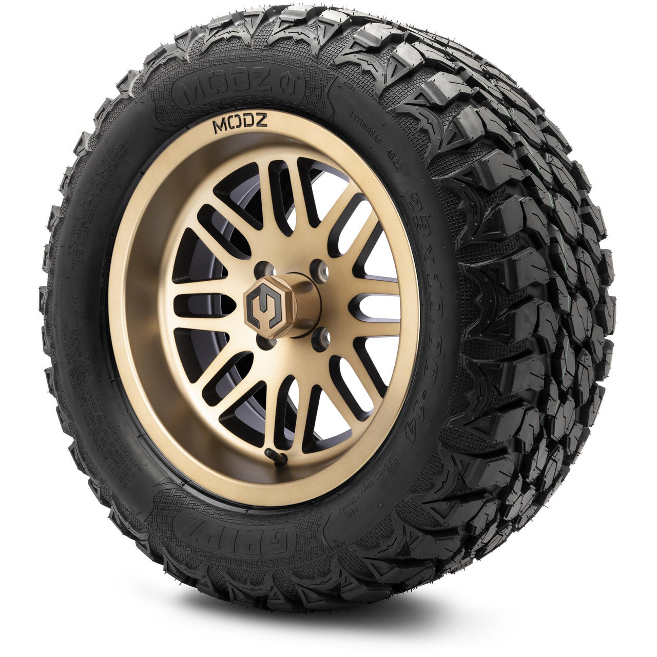 MODZ® 14" Mayhem Bronze - Lifted Tires and Wheels Combo