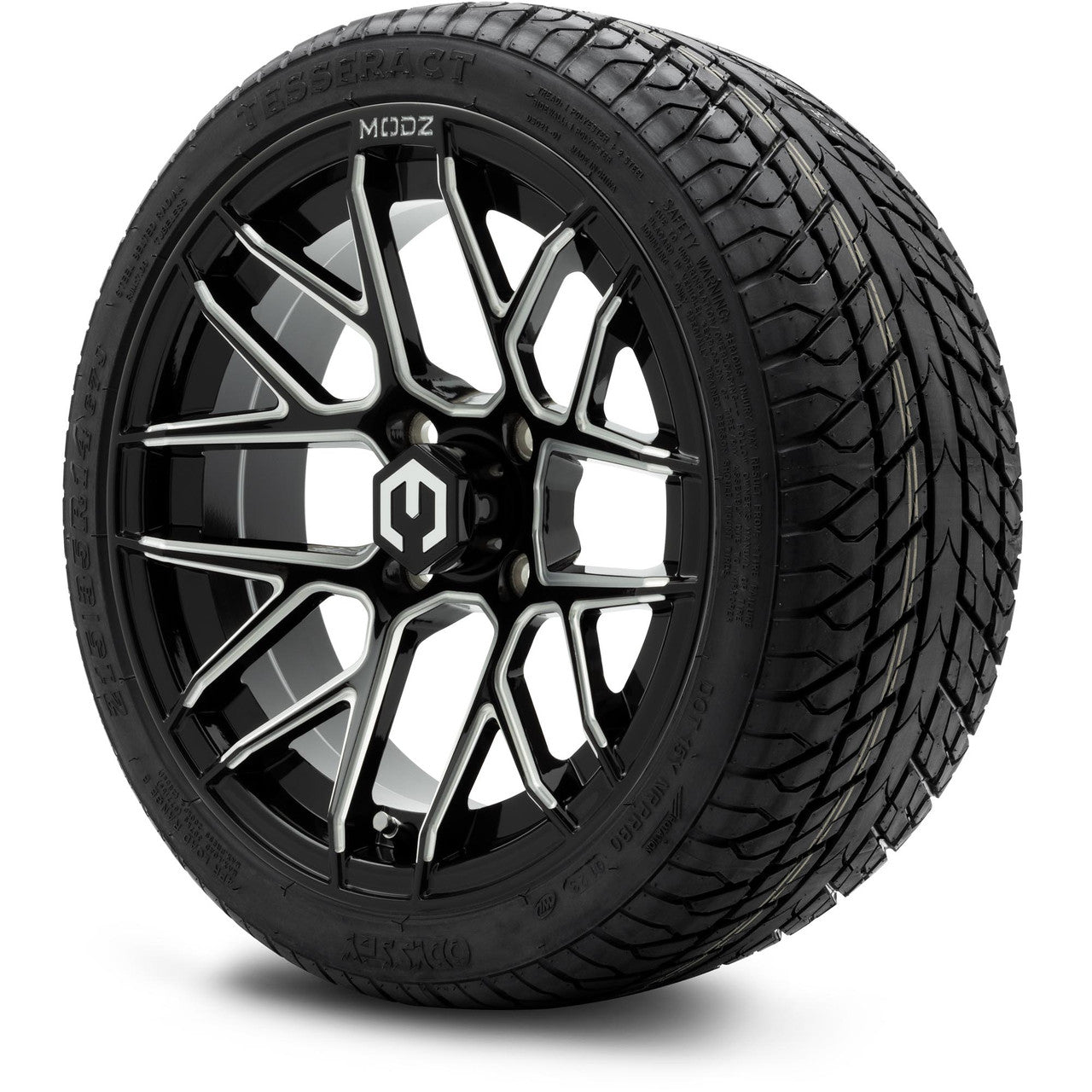 MODZ® 14" Matrix Glossy Black with Ball Mill - LowPro Street Tire and Wheels Combo