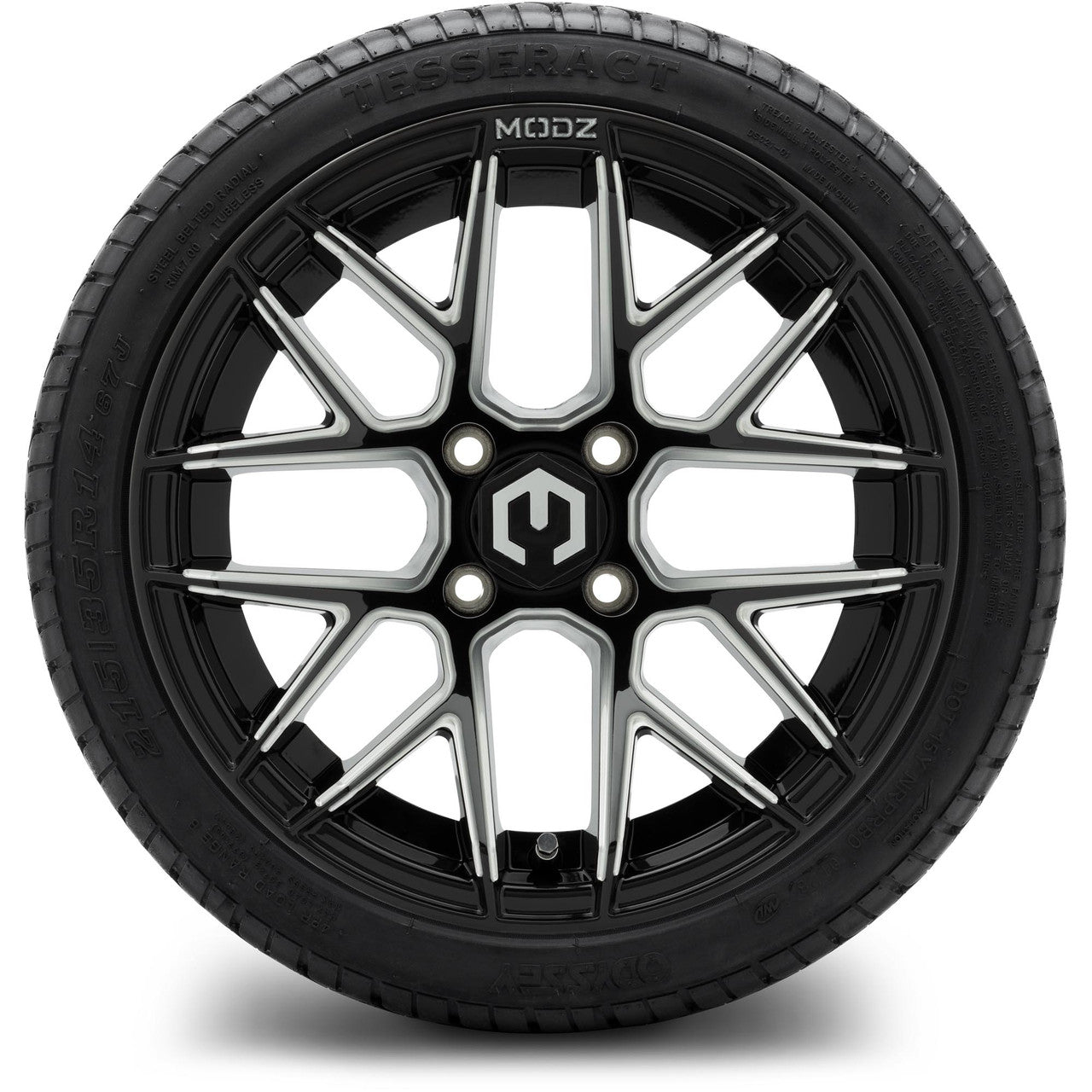 MODZ® 14" Matrix Glossy Black with Ball Mill - LowPro Street Tire and Wheels Combo