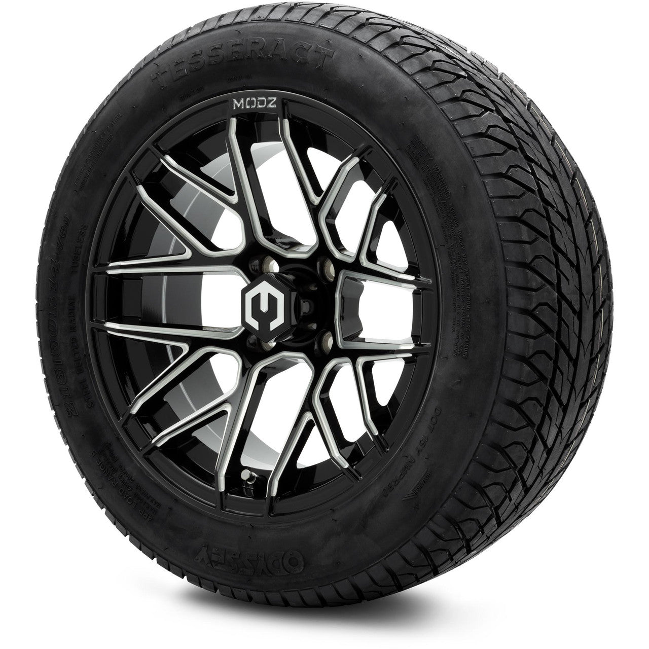 MODZ® 14" Matrix Glossy Black with Ball Mill - Lifted Tires and Wheels Combo