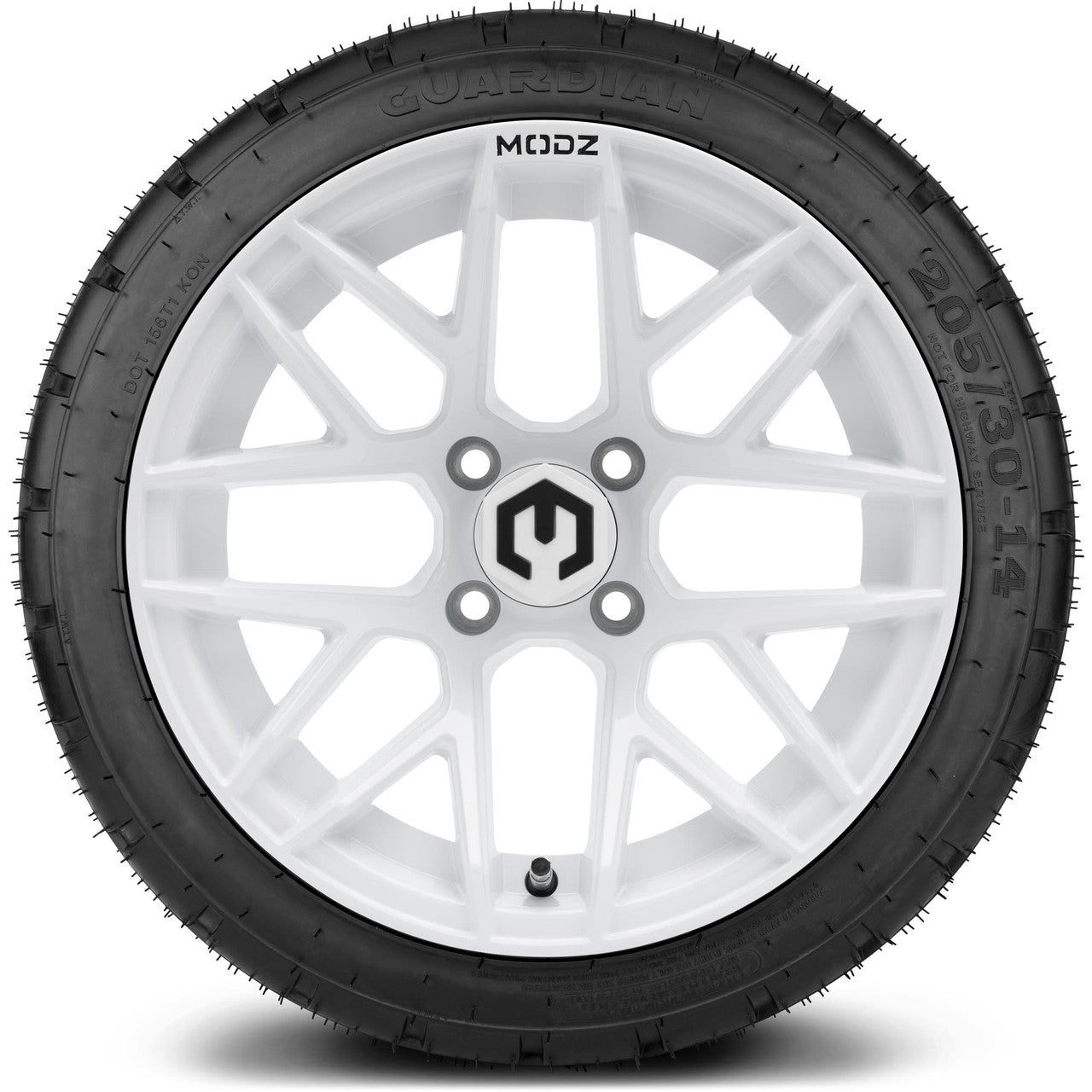 MODZ® 14" Matrix Glossy White - LowPro Street Tire and Wheels Combo