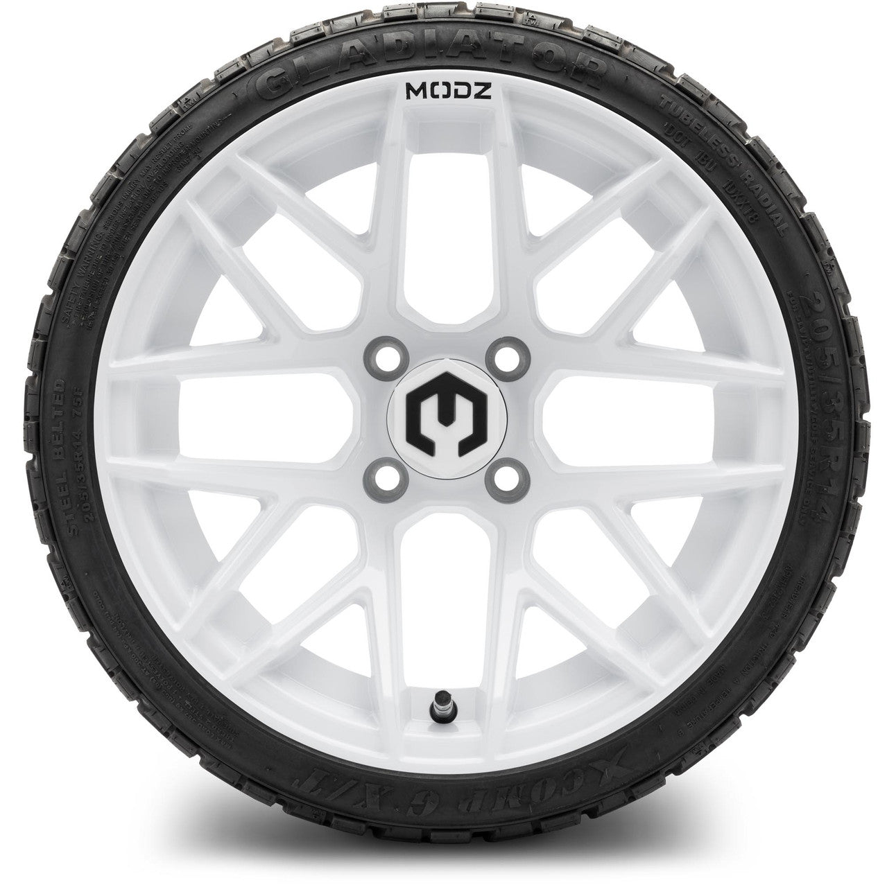 MODZ® 14" Matrix Glossy White - LowPro Street Tire and Wheels Combo
