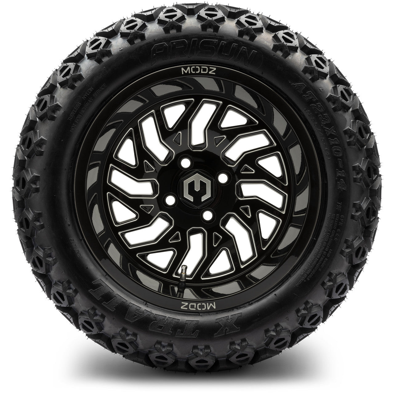 MODZ® 14" Carnage Glossy Black with Ball Mill - Lifted Tires and Wheels Combo
