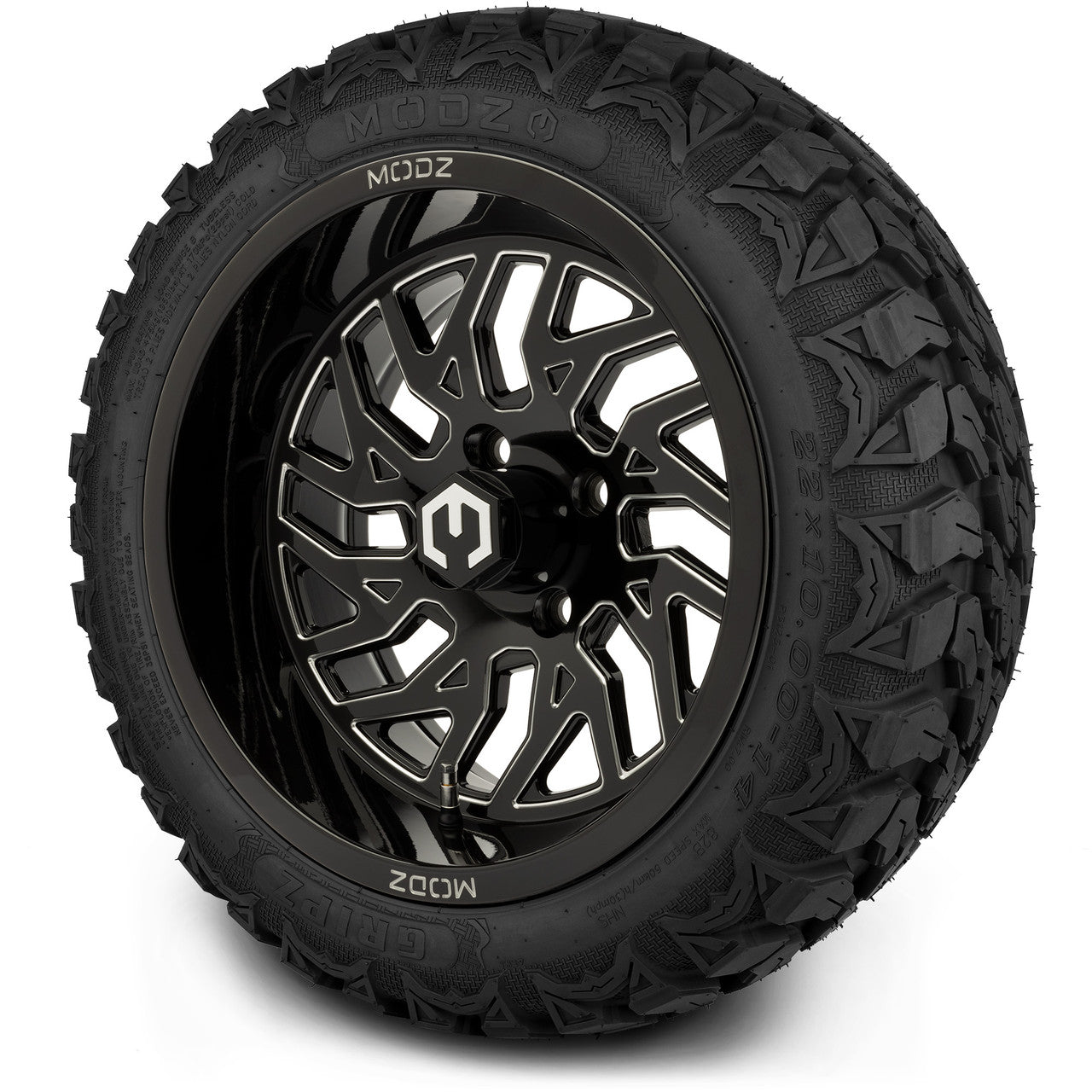 MODZ® 14" Carnage Glossy Black with Ball Mill - Lifted Tires and Wheels Combo
