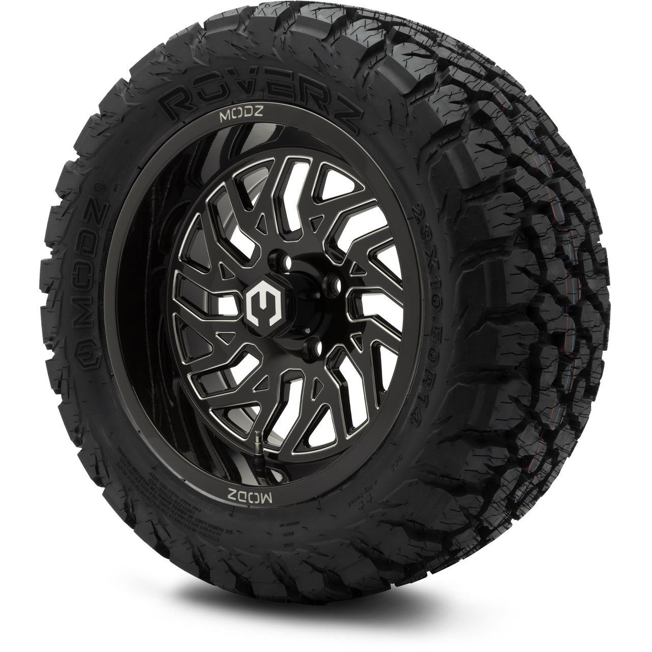 MODZ® 14" Carnage Glossy Black with Ball Mill - Lifted Tires and Wheels Combo