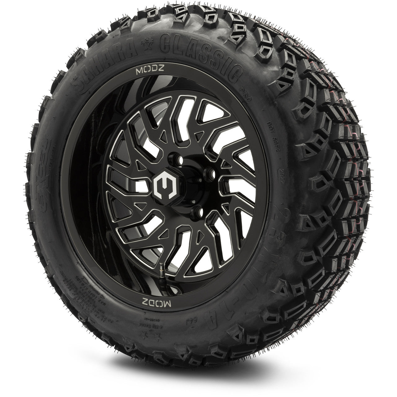 MODZ® 14" Carnage Glossy Black with Ball Mill - Lifted Tires and Wheels Combo