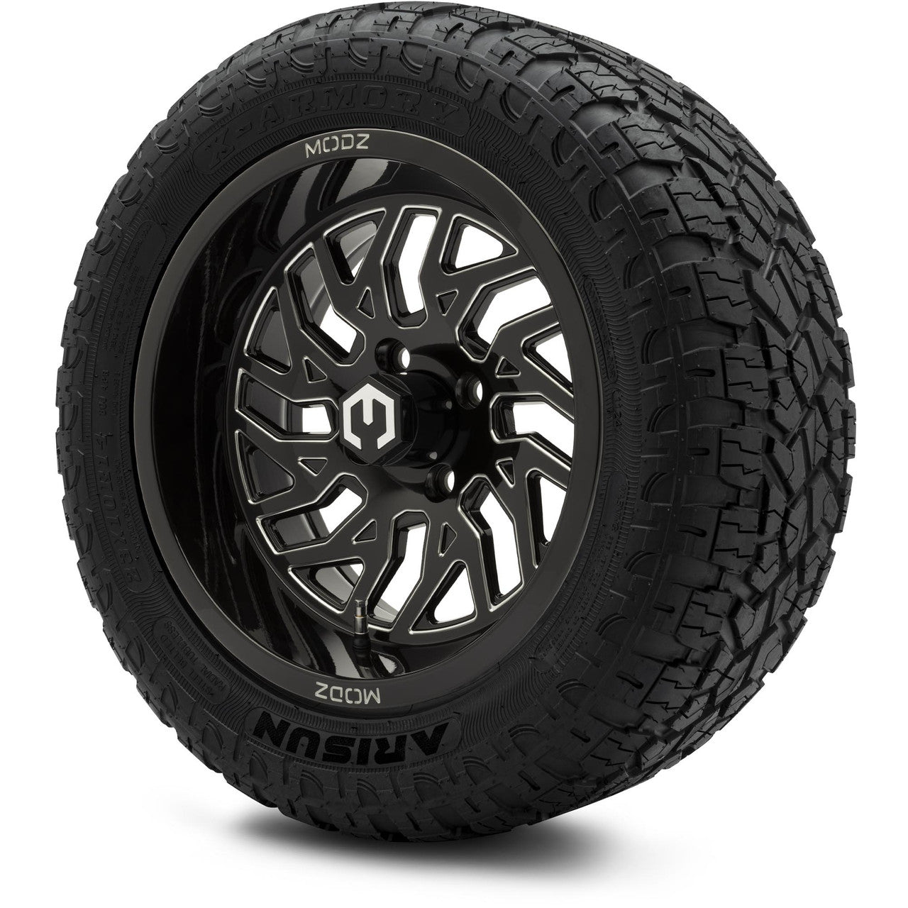 MODZ® 14" Carnage Glossy Black with Ball Mill - Lifted Tires and Wheels Combo