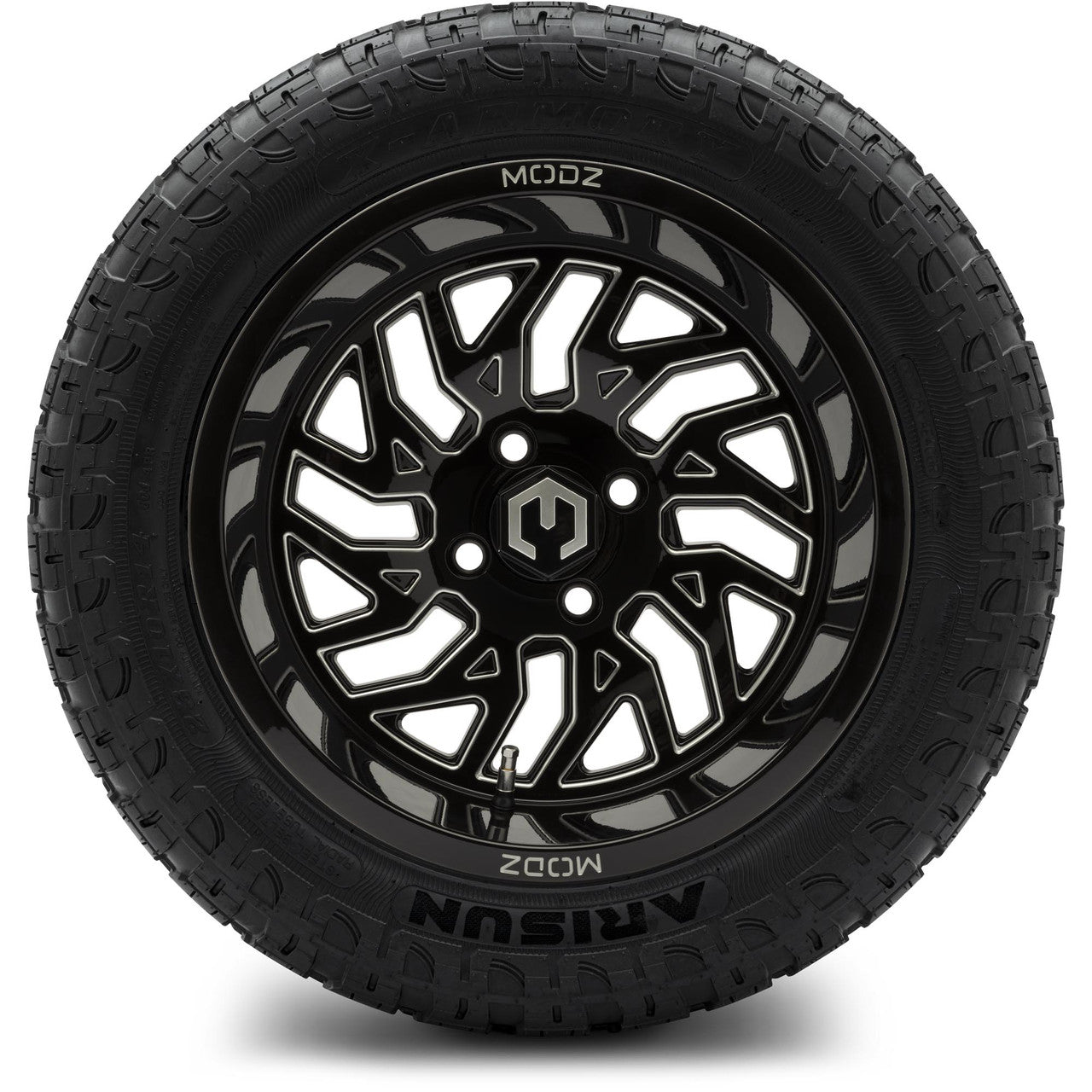 MODZ® 14" Carnage Glossy Black with Ball Mill - Lifted Tires and Wheels Combo
