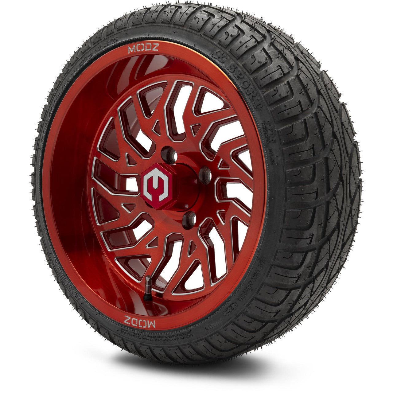 MODZ® 14" Carnage Brushed Red with Ball Mill - LowPro Street Tire and Wheels Combo