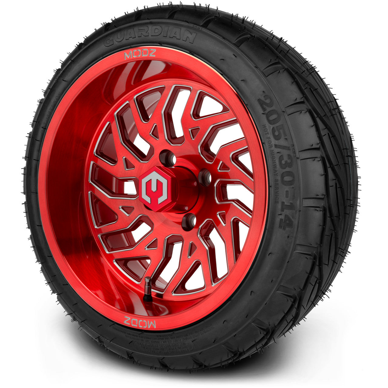 MODZ® 14" Carnage Brushed Red with Ball Mill - LowPro Street Tire and Wheels Combo