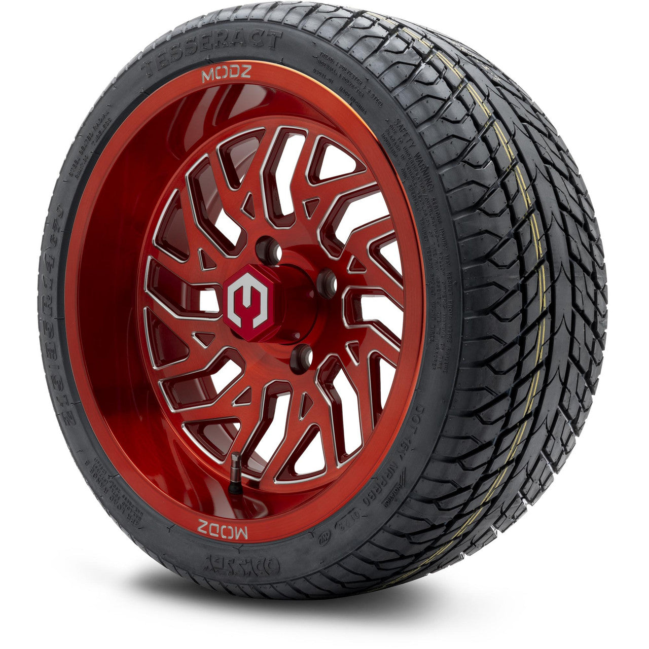 MODZ® 14" Carnage Brushed Red with Ball Mill - LowPro Street Tire and Wheels Combo
