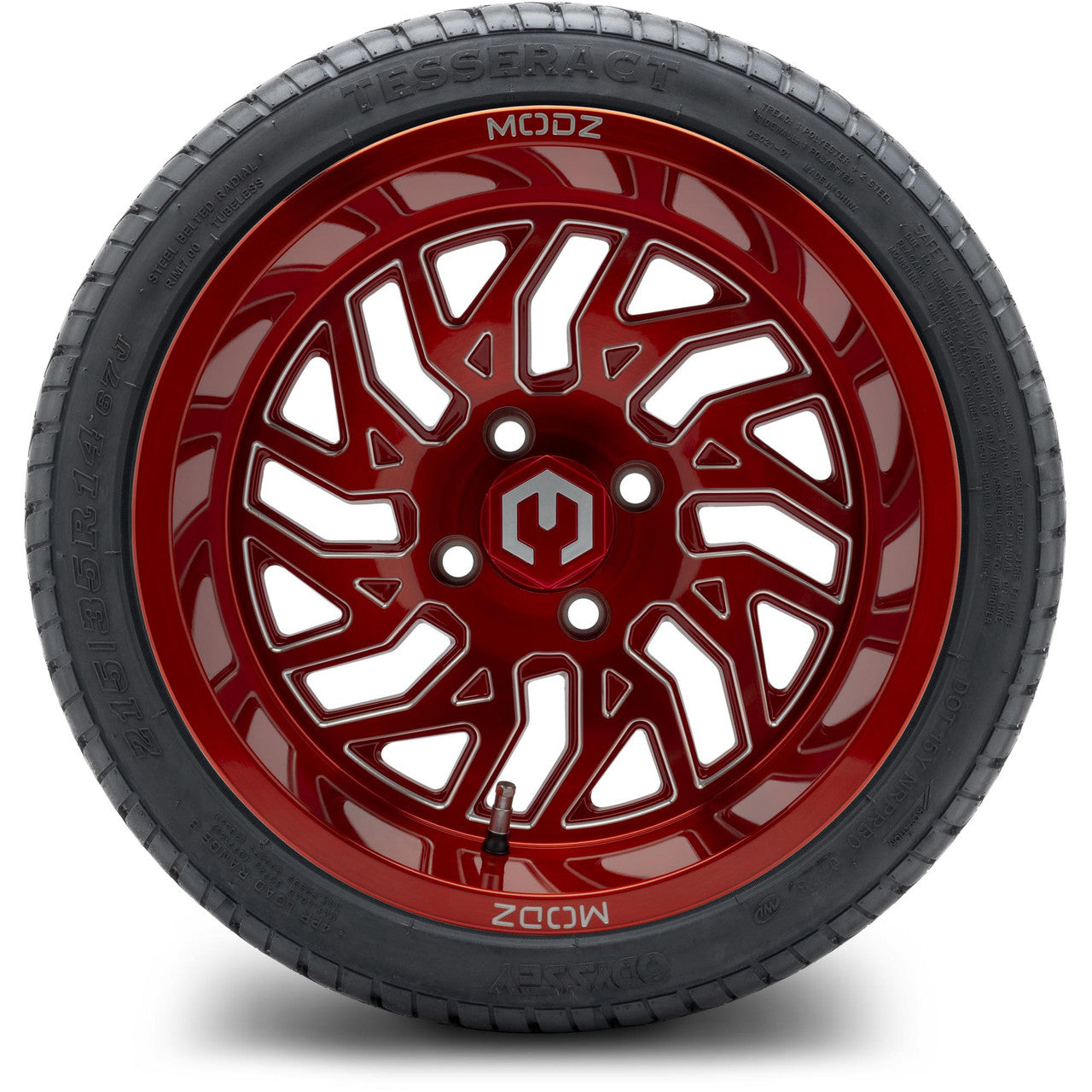 MODZ® 14" Carnage Brushed Red with Ball Mill - LowPro Street Tire and Wheels Combo