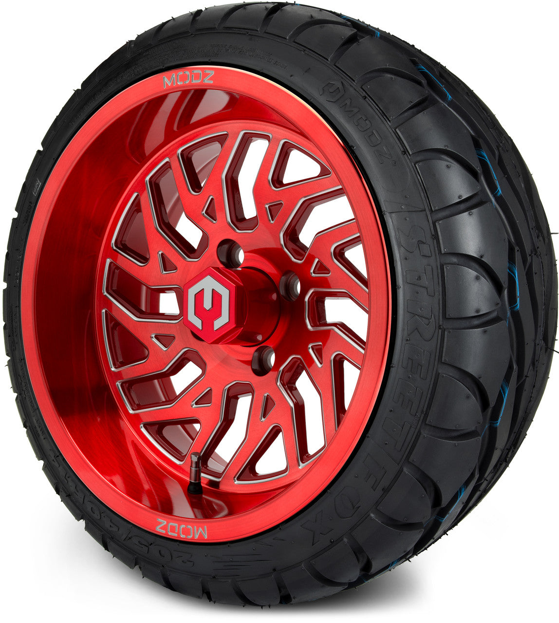 MODZ® 14" Carnage Brushed Red with Ball Mill - LowPro Street Tire and Wheels Combo