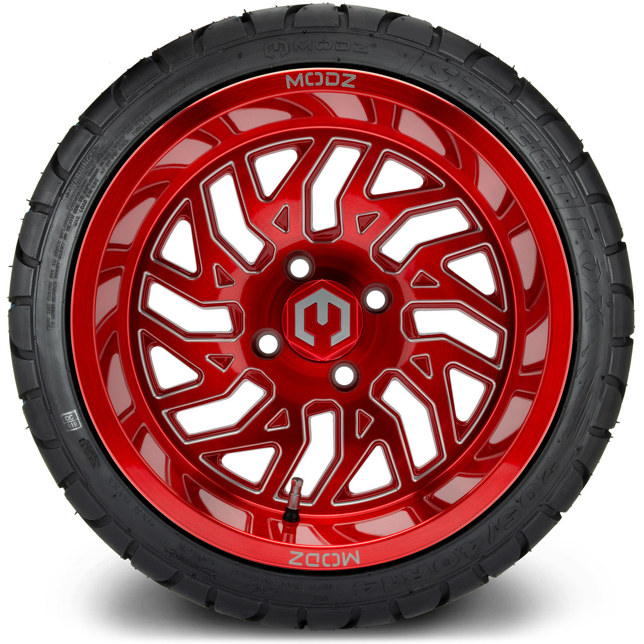 MODZ® 14" Carnage Brushed Red with Ball Mill - LowPro Street Tire and Wheels Combo
