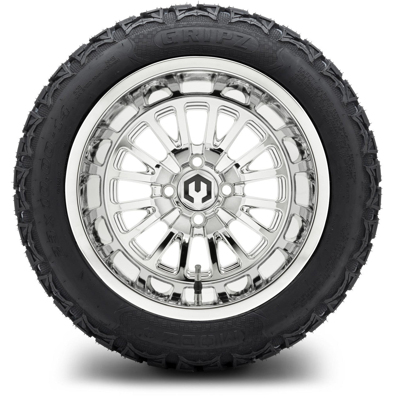 MODZ® 14x10" Assassin Chrome - Lifted Tires and Wheels Combo