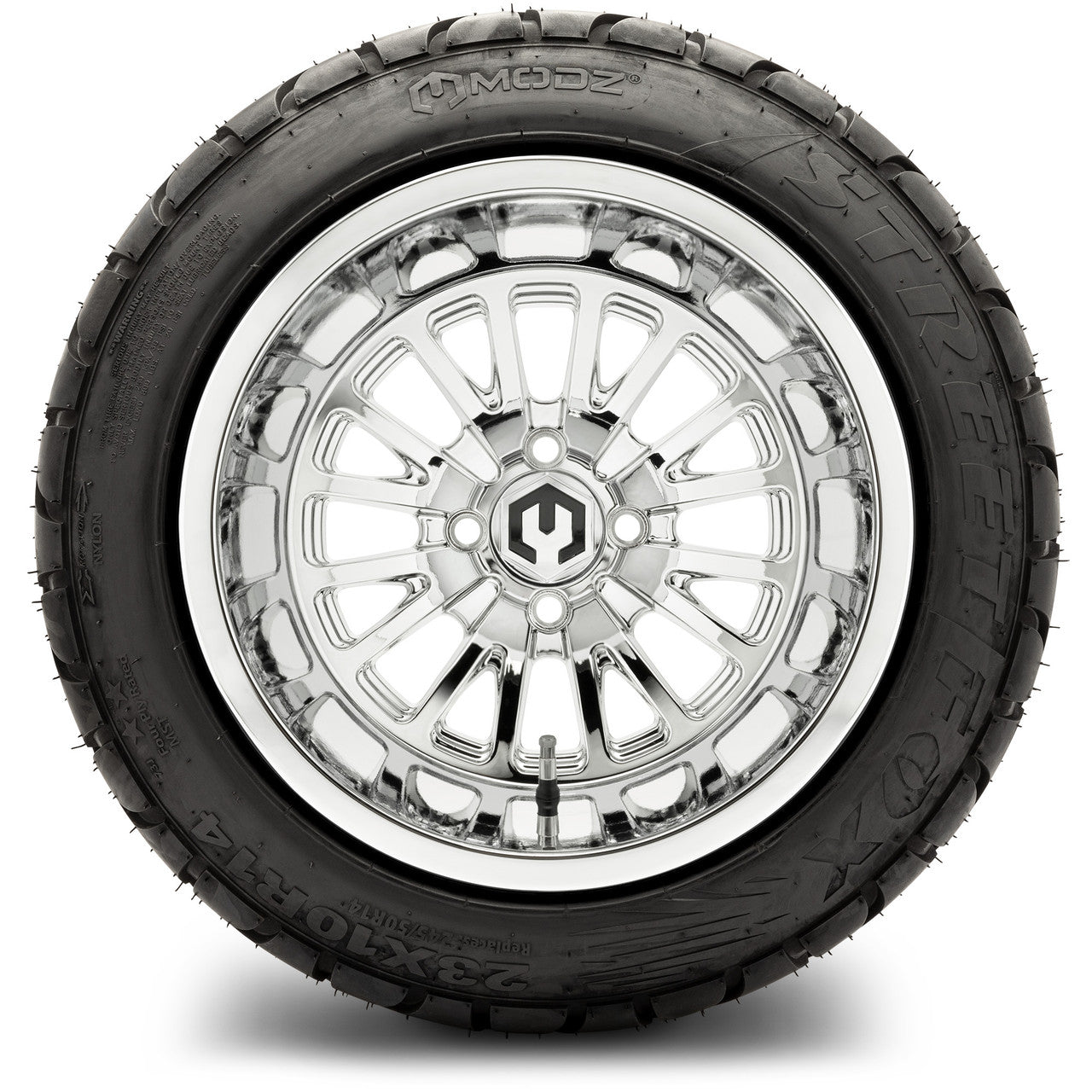 MODZ® 14x10" Assassin Chrome - Lifted Tires and Wheels Combo