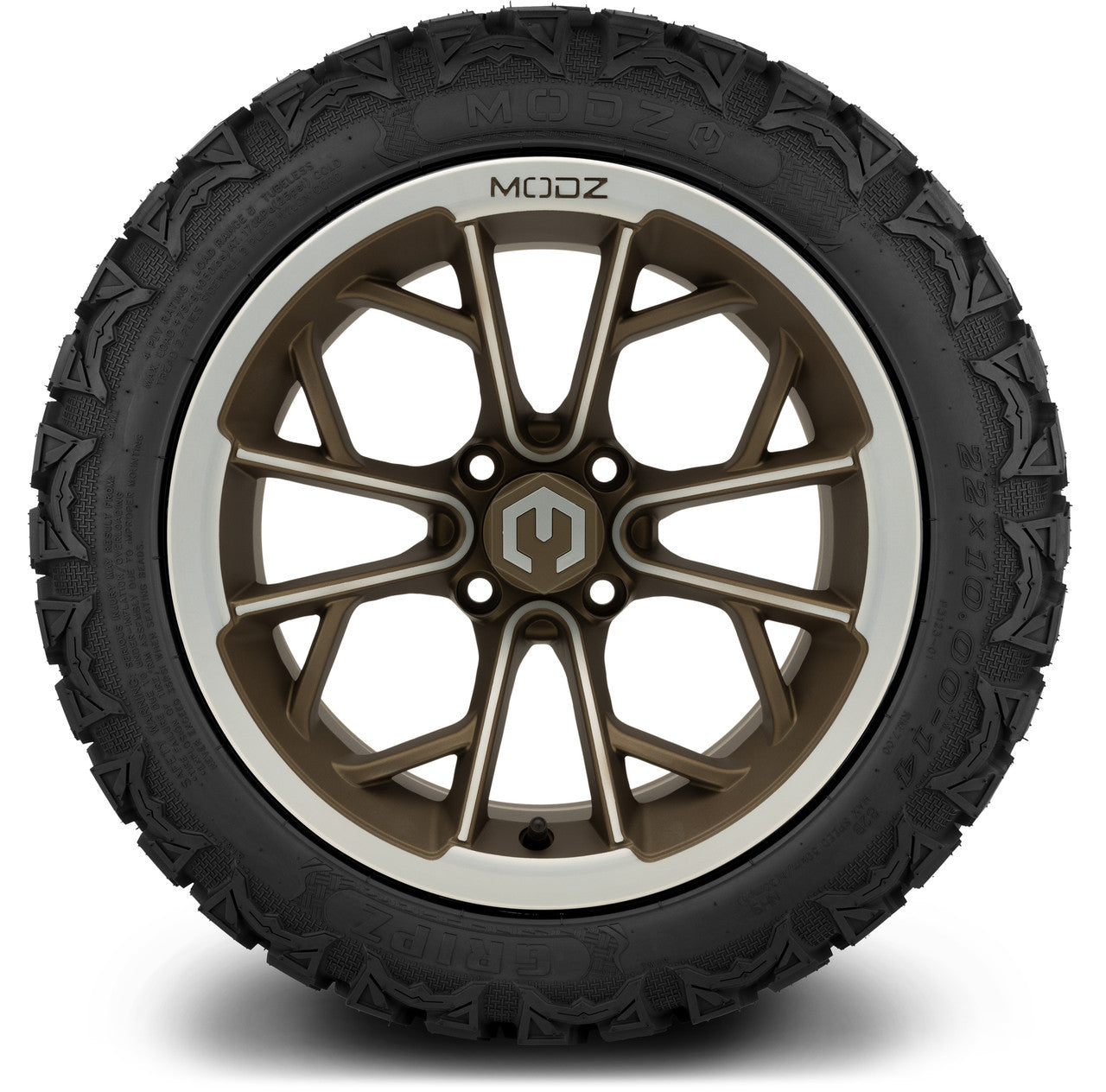 MODZ® 14" Havoc Machined Bronze - Lifted Tires and Wheels Combo