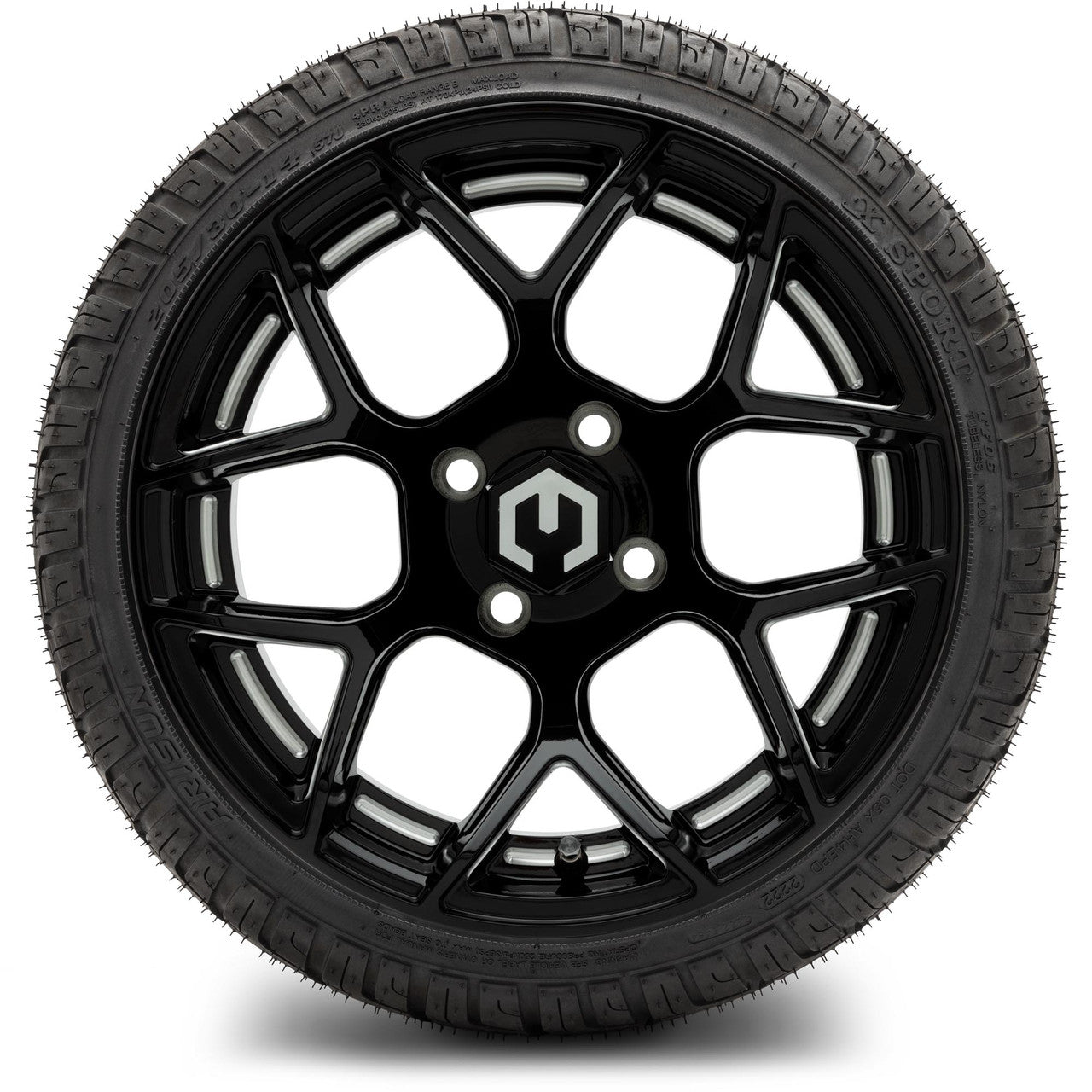 MODZ® 14" Renegade Glossy Black with Ball Mill - Low Profile Tires and Wheels Combo