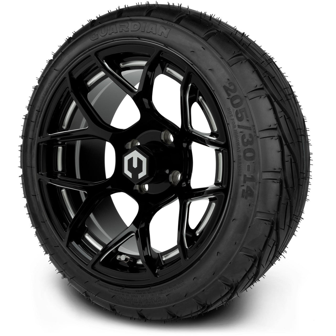 MODZ® 14" Renegade Glossy Black with Ball Mill - Low Profile Tires and Wheels Combo
