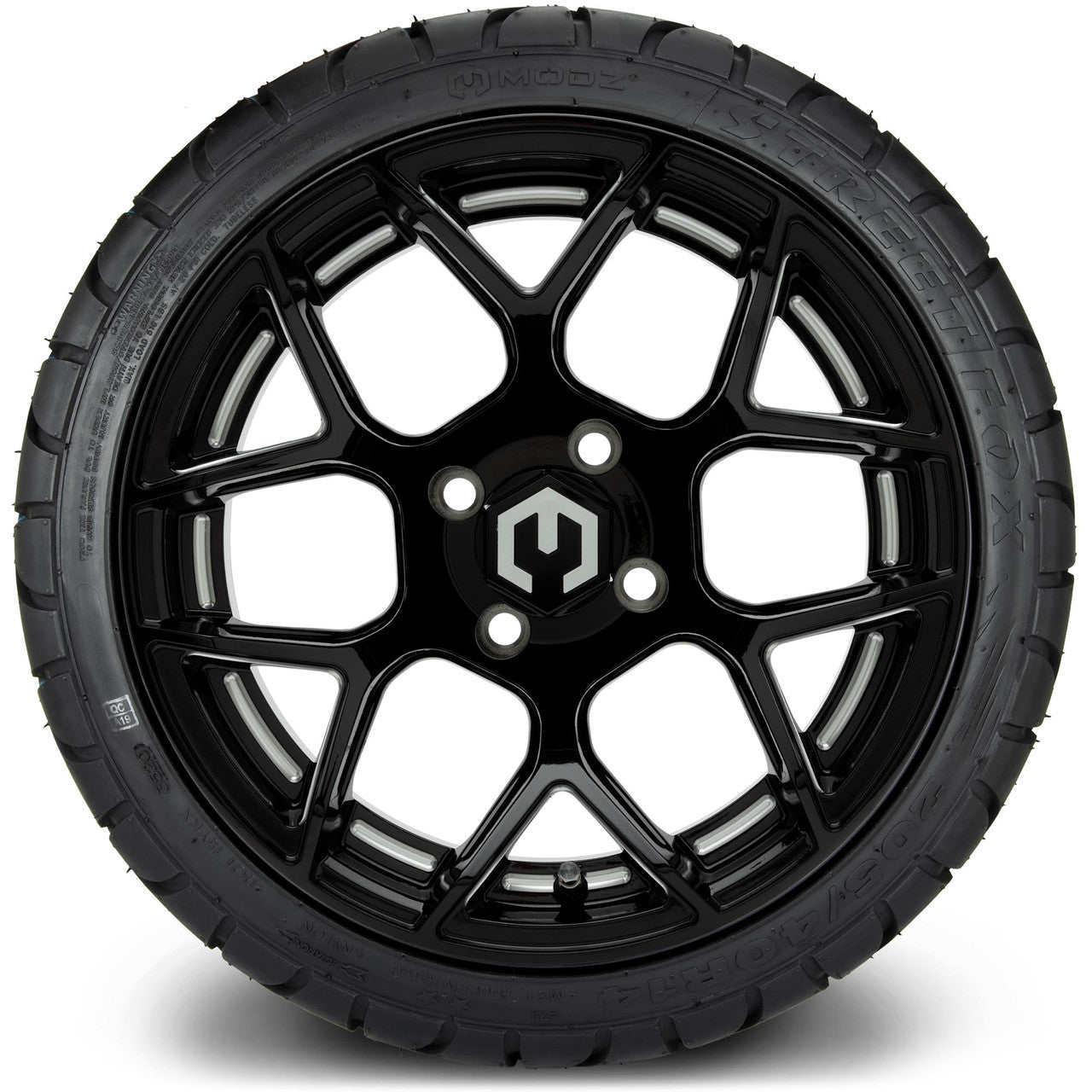 MODZ® 14" Renegade Glossy Black with Ball Mill - Low Profile Tires and Wheels Combo