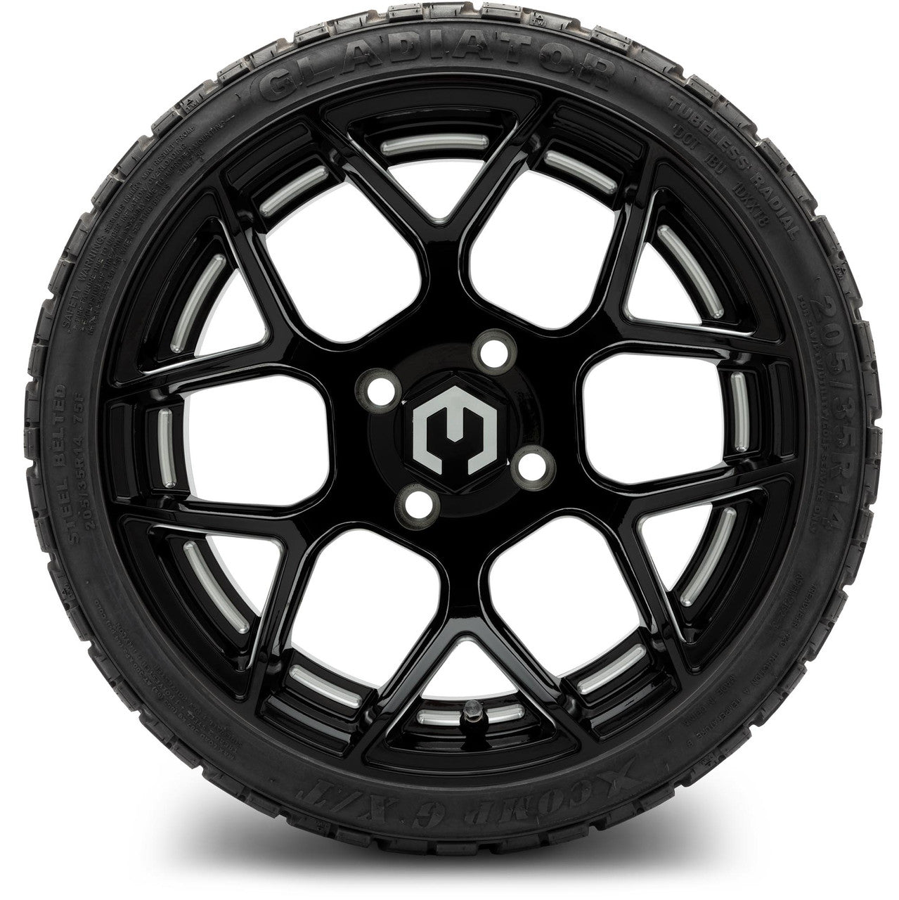 MODZ® 14" Renegade Glossy Black with Ball Mill - Low Profile Tires and Wheels Combo