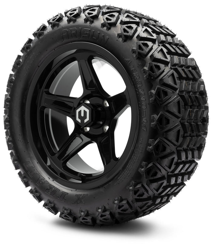 MODZ® 14" Drift Glossy Black - Lifted Tires and Wheels Combo