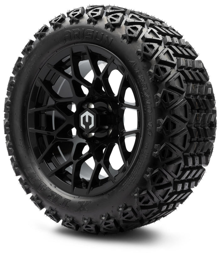 MODZ® 14" Blitz Glossy Black - Lifted Tires and Wheels Combo
