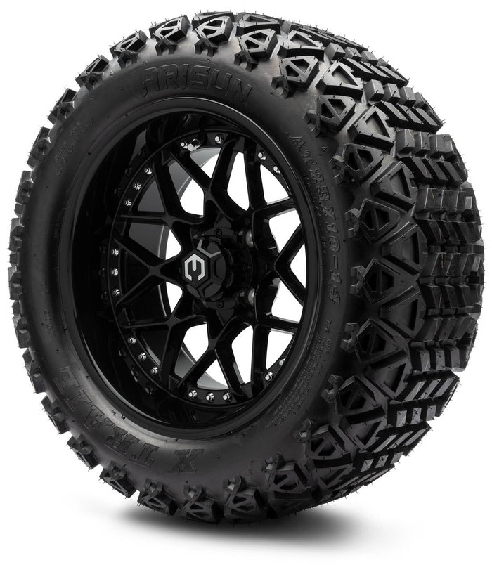 MODZ® 14" Formula Glossy Black - Lifted Tires and Wheels Combo