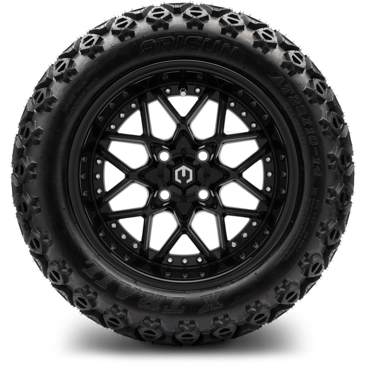 MODZ® 14" Formula Glossy Black - Lifted Tires and Wheels Combo