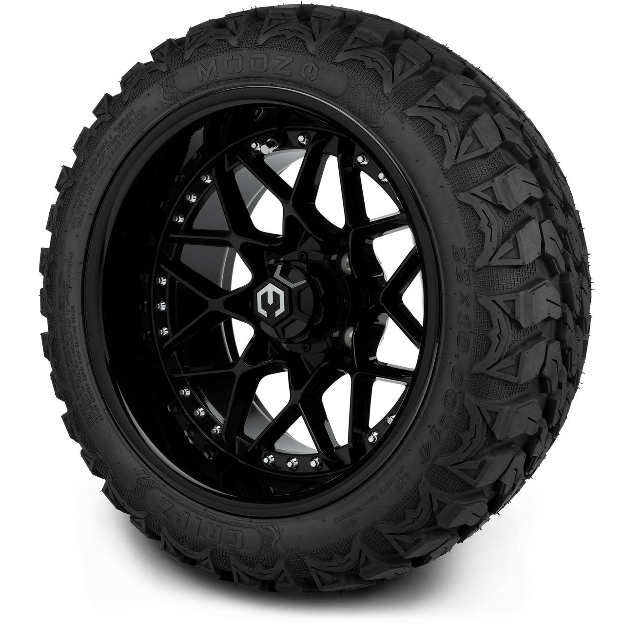 MODZ® 14" Formula Glossy Black - Lifted Tires and Wheels Combo