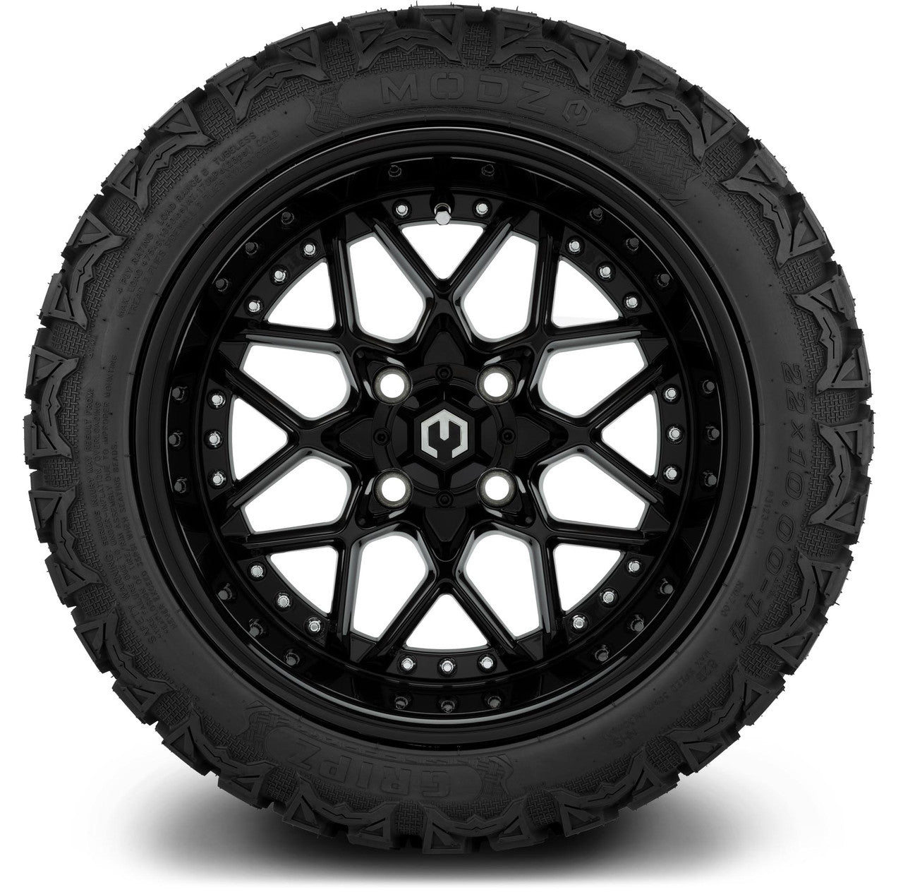MODZ® 14" Formula Glossy Black - Lifted Tires and Wheels Combo