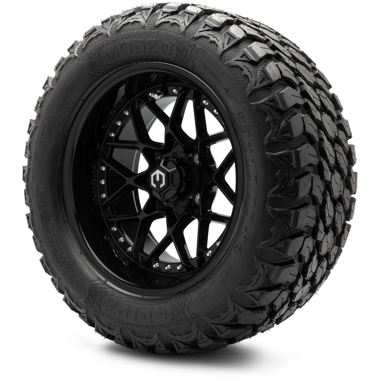 MODZ® 14" Formula Glossy Black - Lifted Tires and Wheels Combo