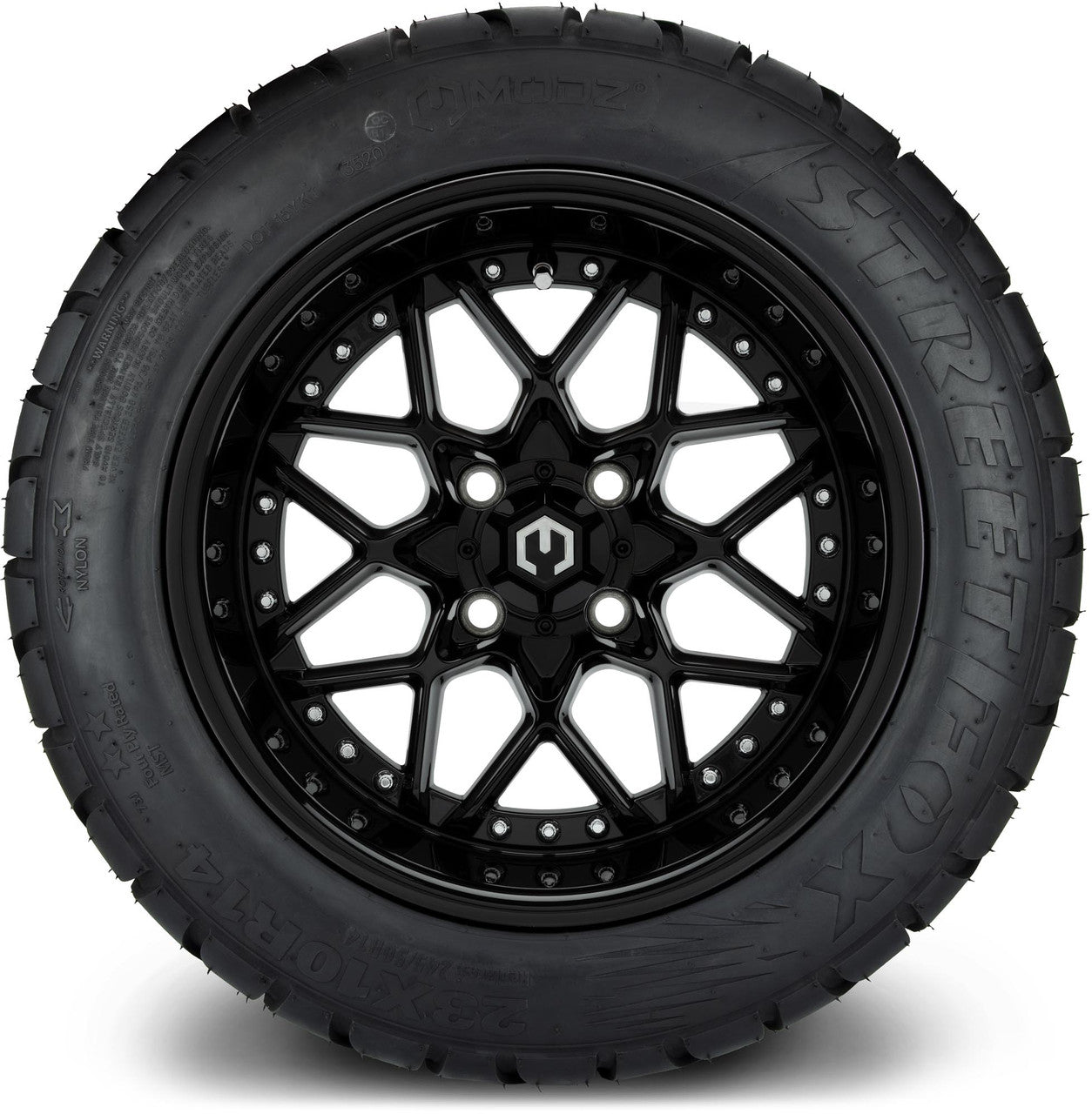 MODZ® 14" Formula Glossy Black - Lifted Tires and Wheels Combo