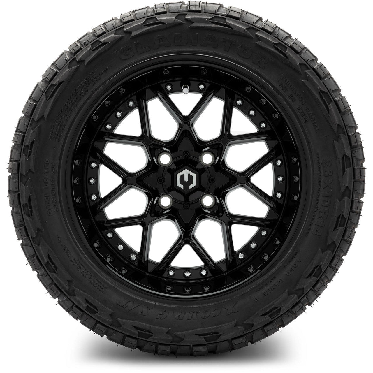 MODZ® 14" Formula Glossy Black - Lifted Tires and Wheels Combo