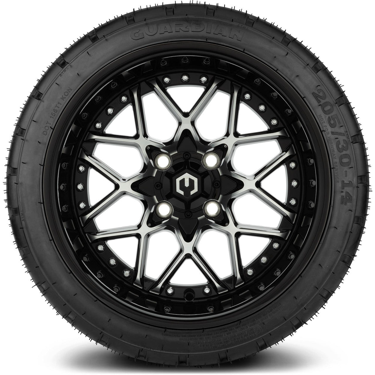 MODZ® 14" Formula Machined Black - Low Profile Tires and Wheels Combo
