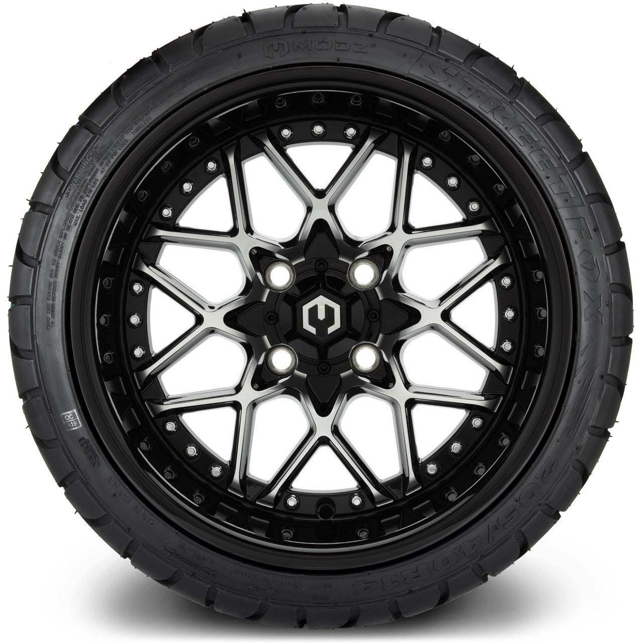 MODZ® 14" Formula Machined Black - Low Profile Tires and Wheels Combo