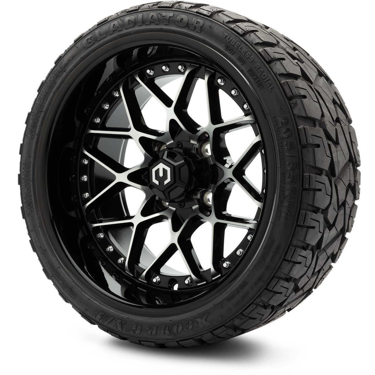 MODZ® 14" Formula Machined Black - Low Profile Tires and Wheels Combo