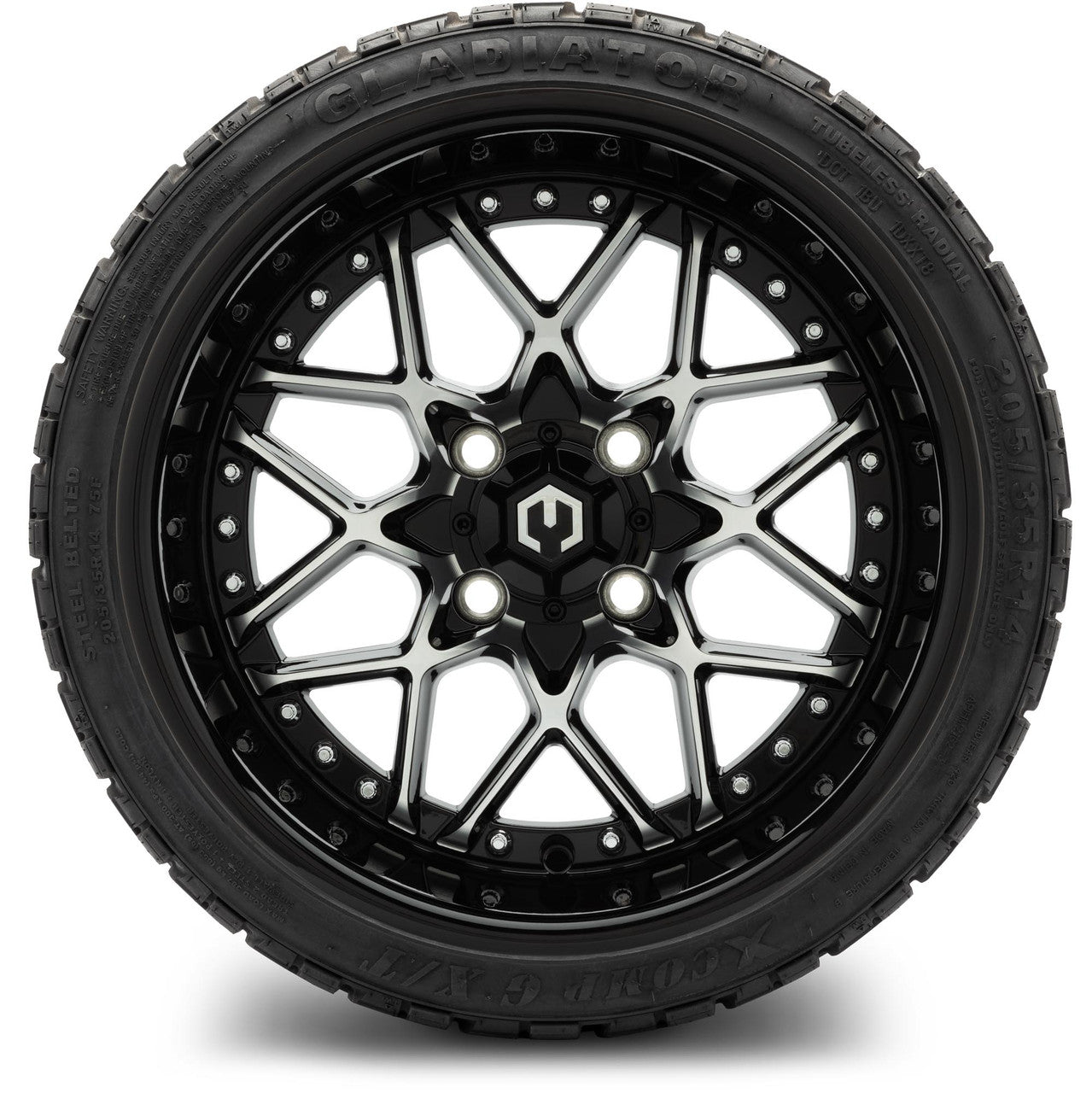MODZ® 14" Formula Machined Black - Low Profile Tires and Wheels Combo