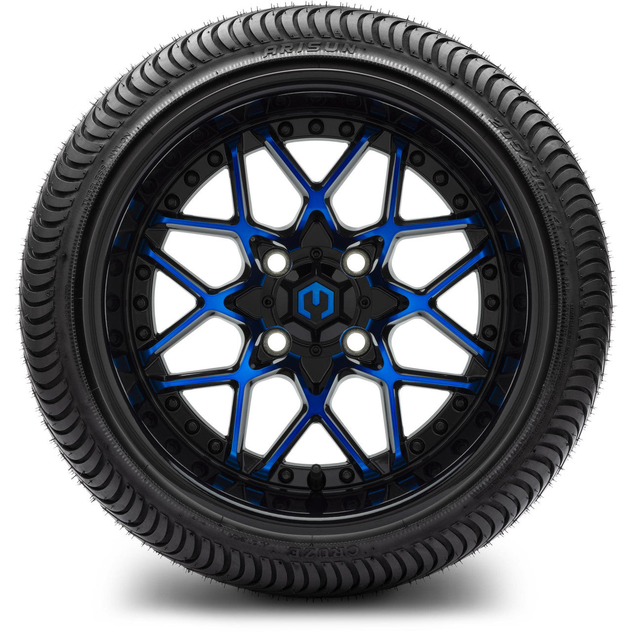 MODZ® 14" Formula Blue and Black - Low Profile Tires and Wheels Combo