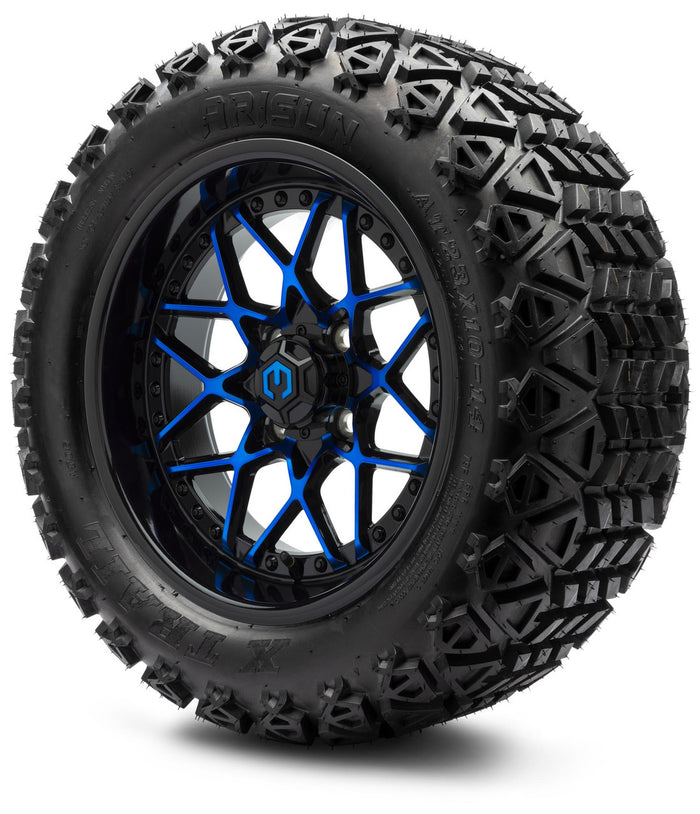 MODZ® 14" Formula Blue and Black - Lifted Tires and Wheels Combo