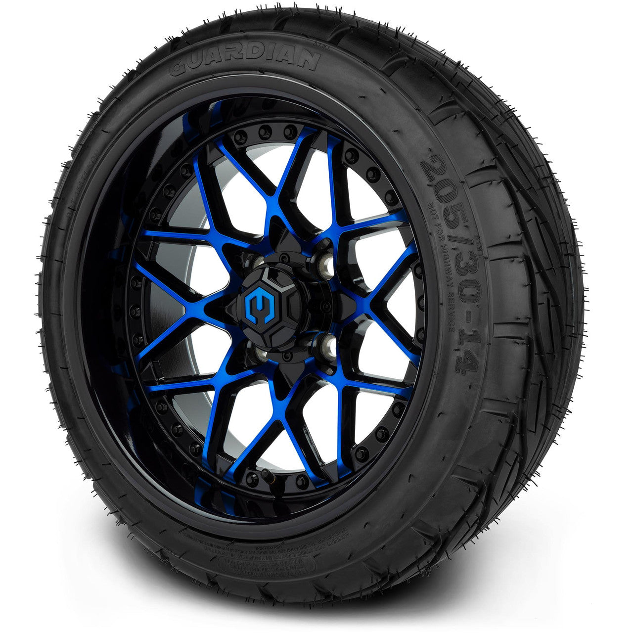 MODZ® 14" Formula Blue and Black - Low Profile Tires and Wheels Combo
