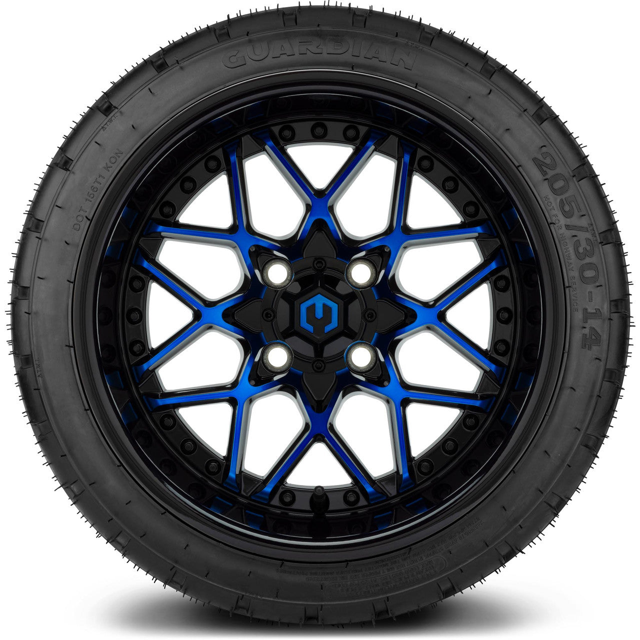 MODZ® 14" Formula Blue and Black - Low Profile Tires and Wheels Combo