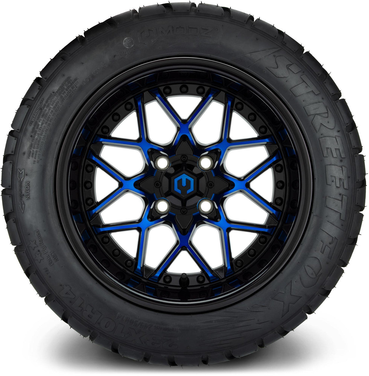 MODZ® 14" Formula Blue and Black - Lifted Tires and Wheels Combo