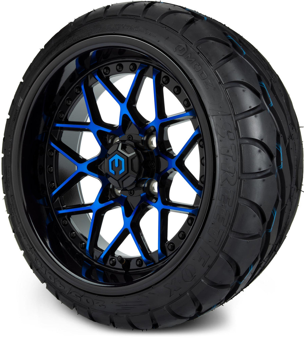 MODZ® 14" Formula Blue and Black - Low Profile Tires and Wheels Combo