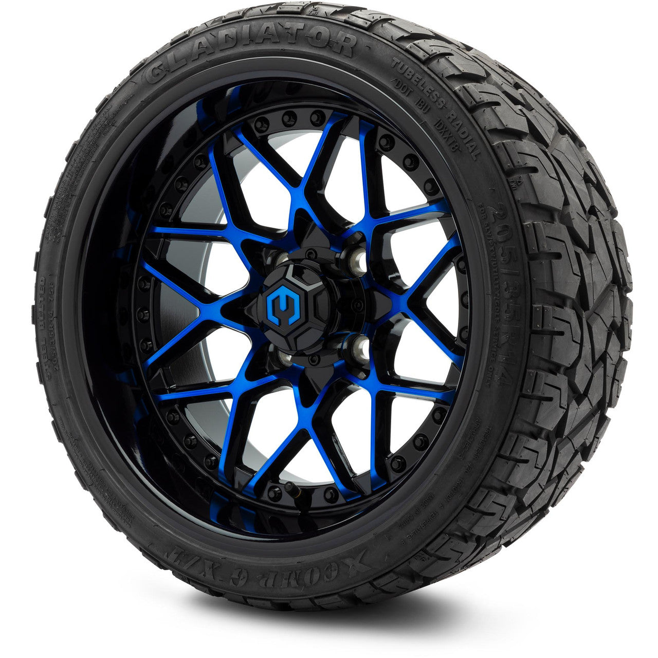 MODZ® 14" Formula Blue and Black - Low Profile Tires and Wheels Combo