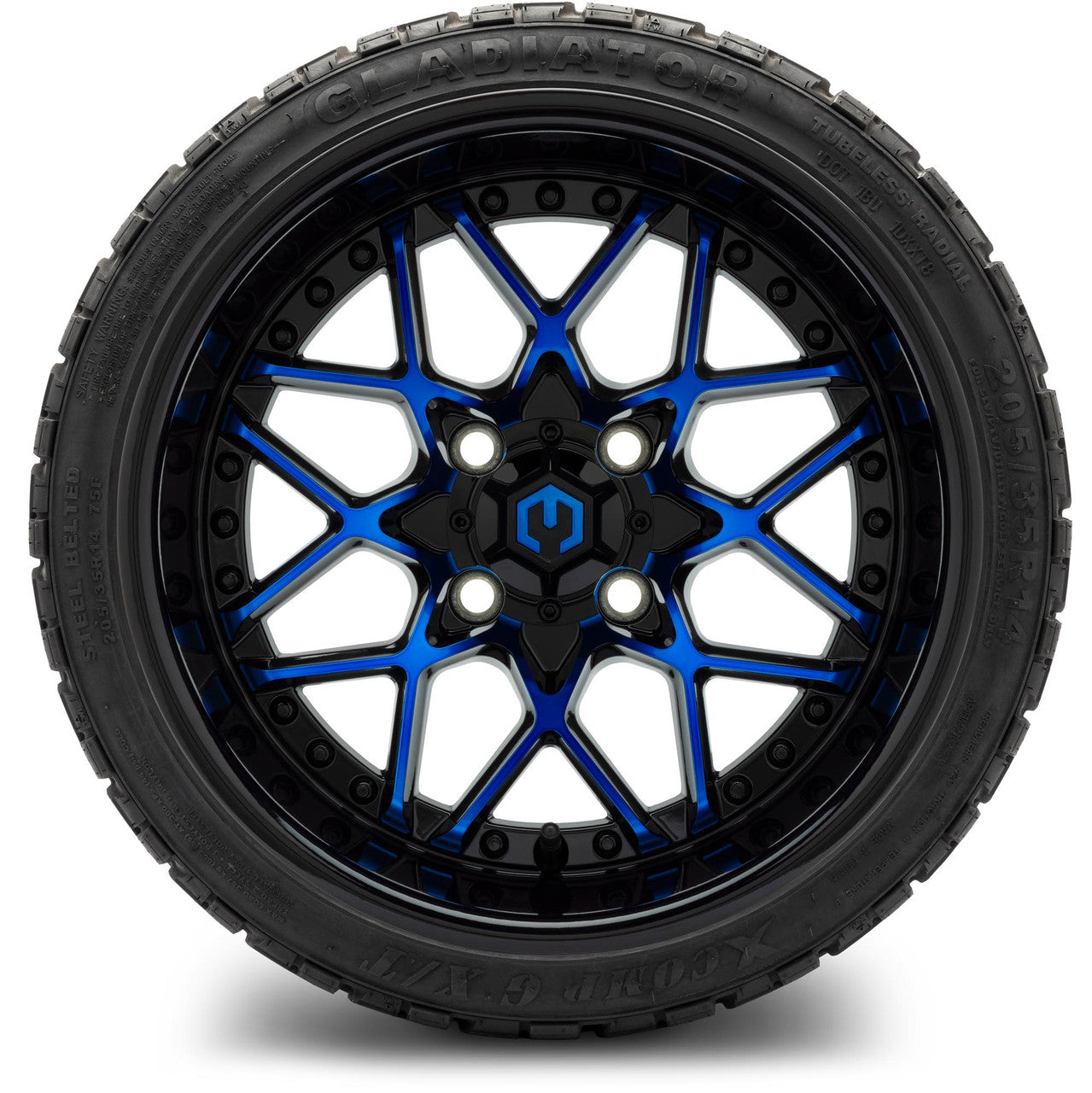 MODZ® 14" Formula Blue and Black - Low Profile Tires and Wheels Combo