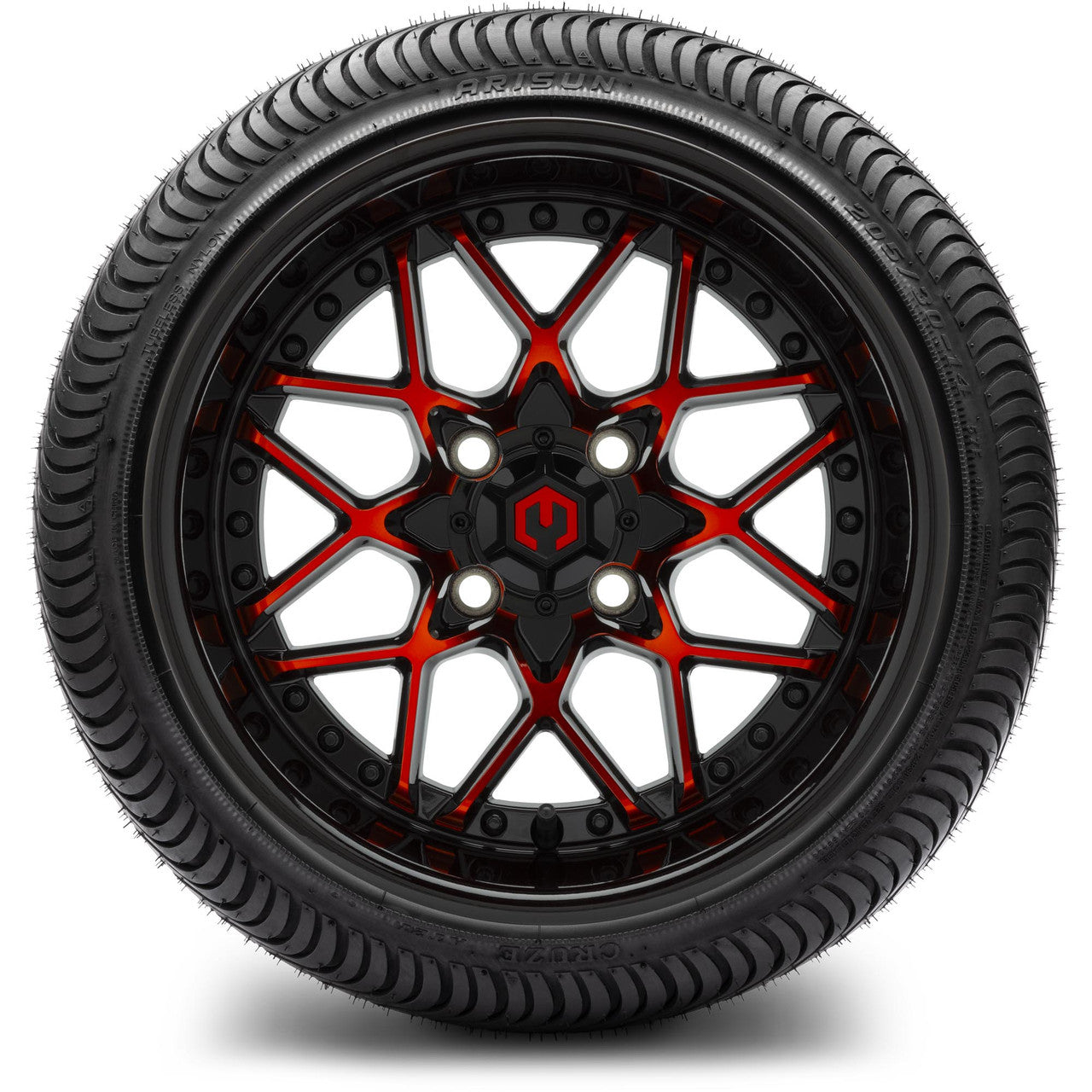 MODZ® 14" Formula Red and Black - Low Profile Tires and Wheels Combo