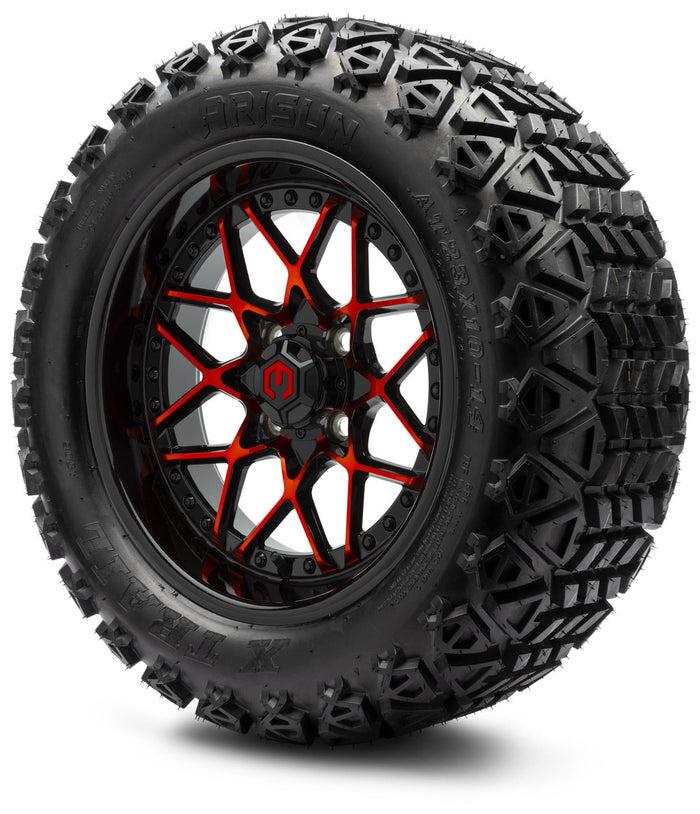 MODZ® 14" Formula Red and Black - Lifted Tires and Wheels Combo